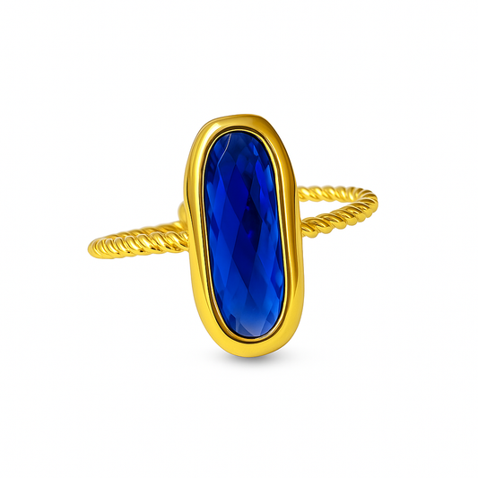 Bague ovale bleu