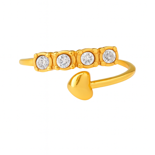Bague Dorée Cœur & Strass