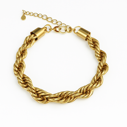 Bracelet grosse maille Torsadé Doré