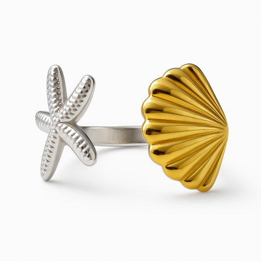 Bague Coquillage & Étoile de Mer