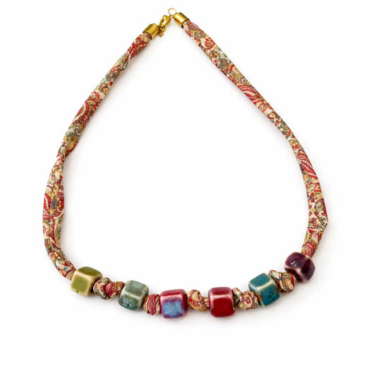 Coller Flore Cordon et Perles Céramique Chéri Chérie