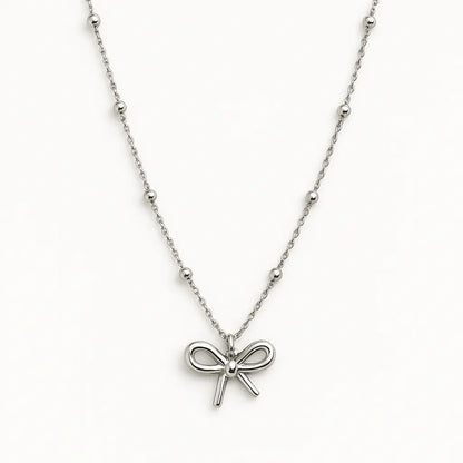 Collier  noeud argent Chéri Chérie