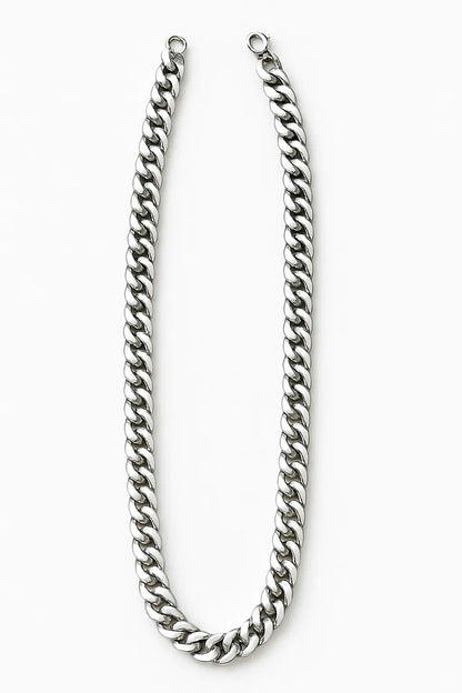Collier BRUT maille épaisse argentée acier inoxydable 316L homme - Chéri Chérie