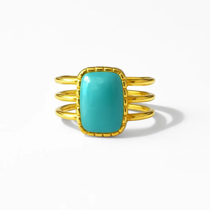Bague triple  Rectangle turquoise Chéri Chérie