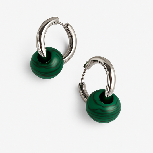 Boucle créole avec malachite Chéri Chérie