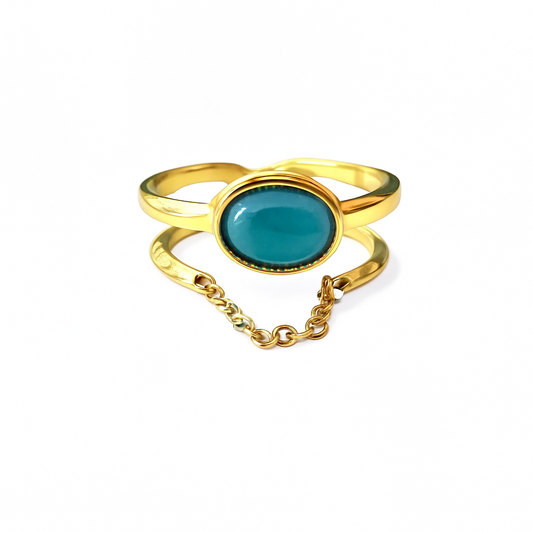 Bague Duo chaîne amazonite