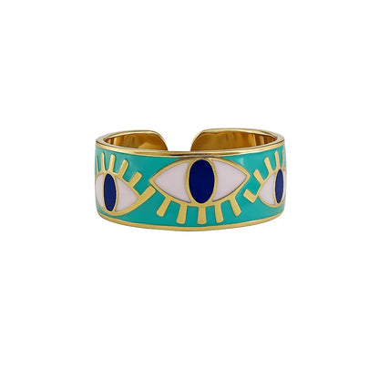 Bague œil de la chance dorée acier chirurgical 316L ajustable – Chéri Chérie