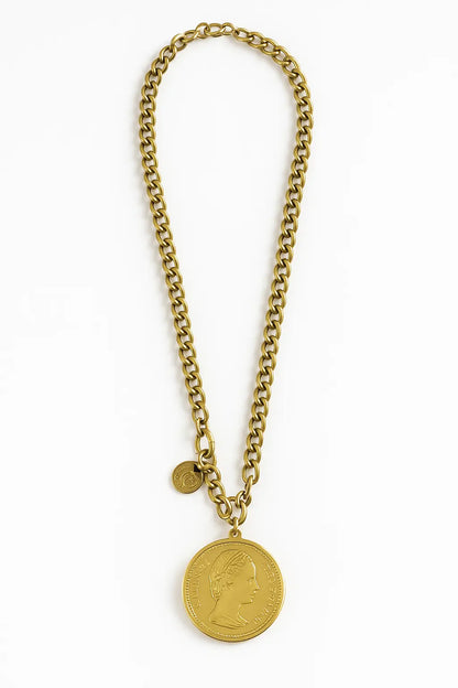 Collier grosse maille avec pièce Chéri Chérie