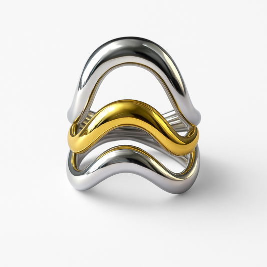 Bague Trio vagues mix métal