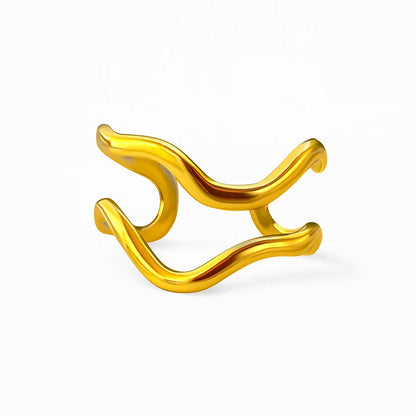Bague double vagues anneau doré acier chirurgical 316L ajustable waterproof – Chéri Chérie