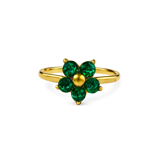 Bague Petite fleur émeraude