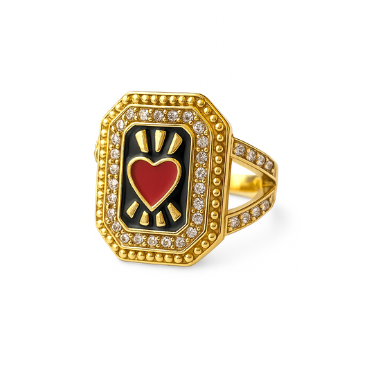 Bague Icône cœur strass