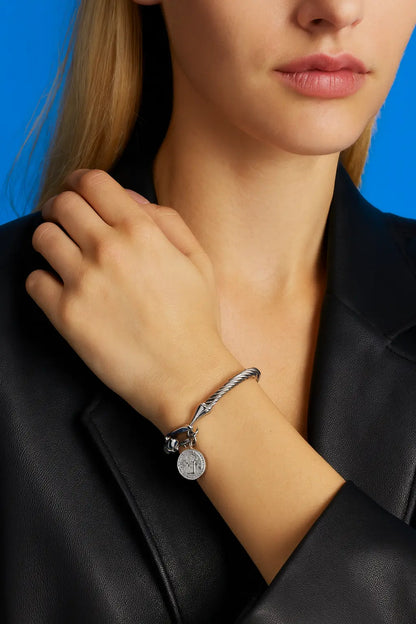 Bracelet jonc argent médaillon Chéri Chérie