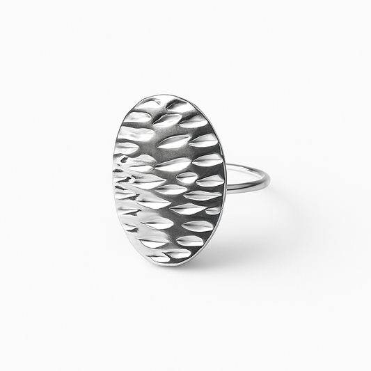 Bague Pastille martelée argent