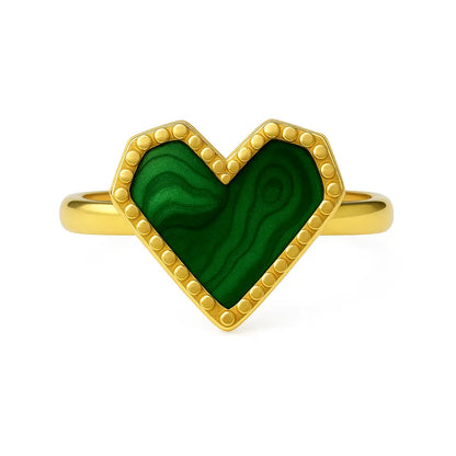 Bague Cœur vert marbré Chéri Chérie