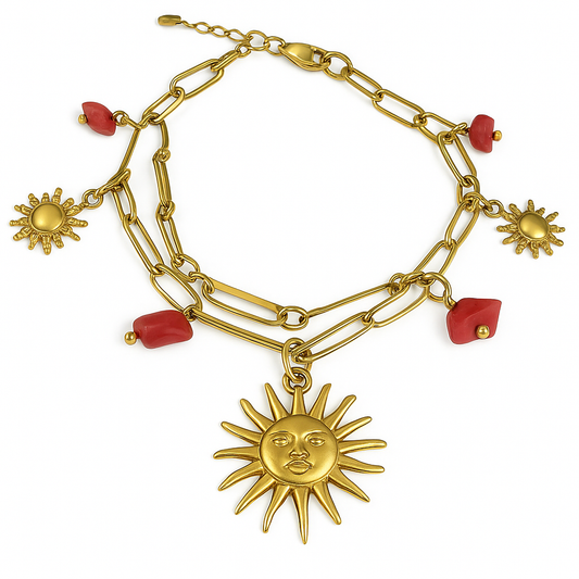 Bracelet breloques Soleil & Pierres naturelles