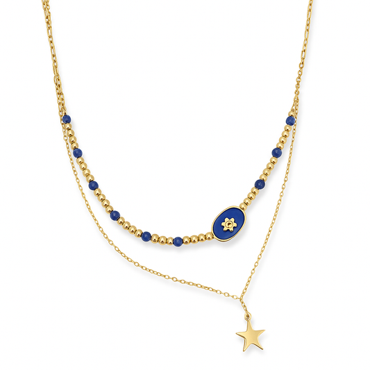 Collier double avec pierres naturelles