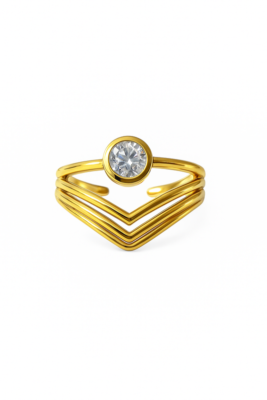 Bague Chevron zircon