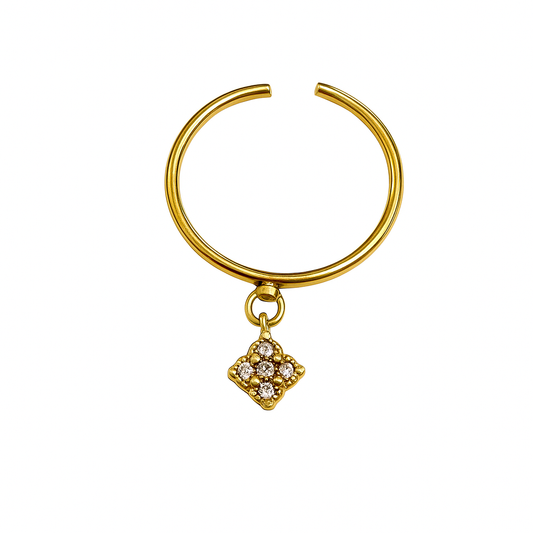 Bague Charm fleur pavée