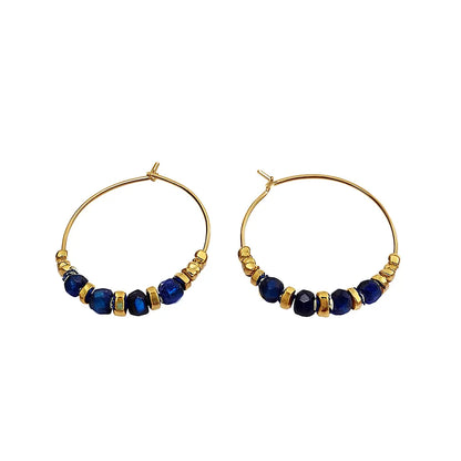 Boucles d’oreilles créoles, pierres naturelles Chéri Chérie