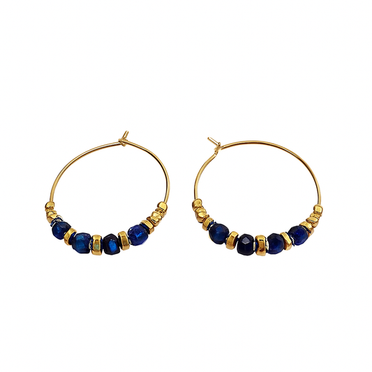 Boucles d’oreilles créoles, pierres naturelles