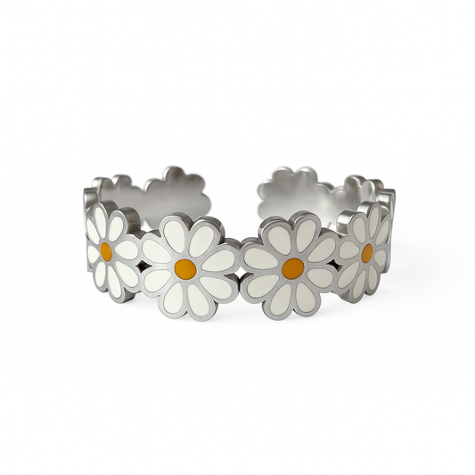 Bague Marguerites émaillées