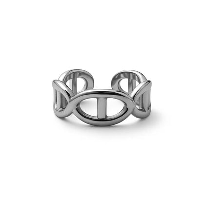 Bague Maille Marine manchette texturée argentée acier chirurgical 316L – Chéri Chérie