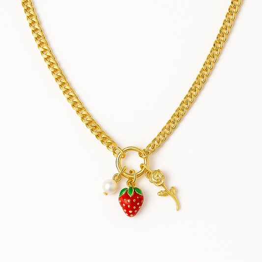 Collier fraise et perle