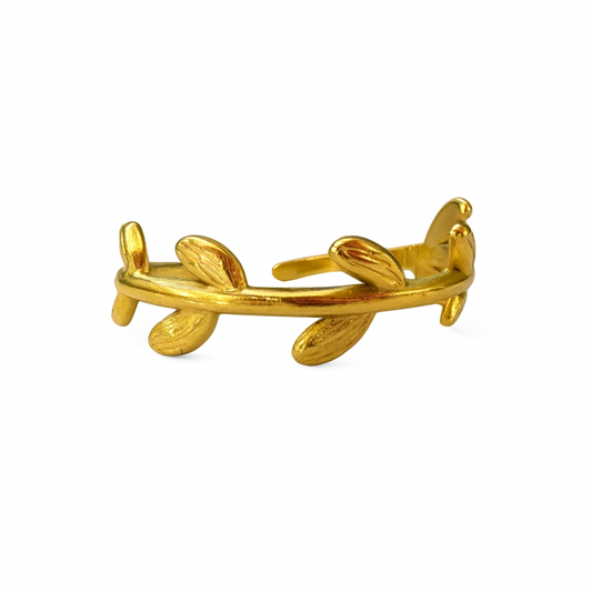Bague fine feuille olivier