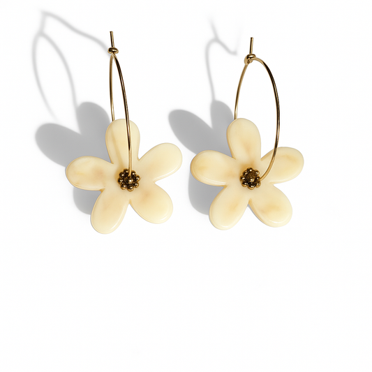 Boucles d’oreilles fleurs résine