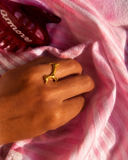 Bague Teckel Plaquée Or 18K – Œil Strass Chéri Chérie