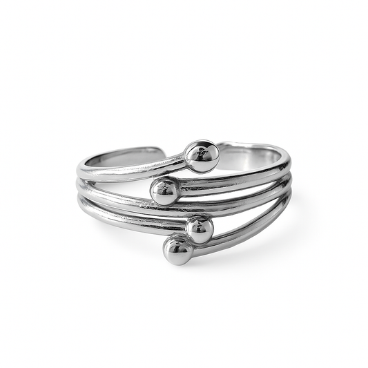Bague Spirale argent 3 billes