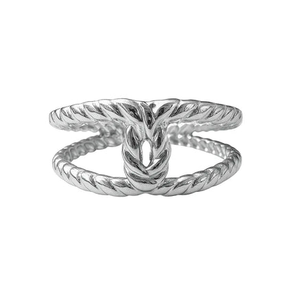 : Bague double torsadée acier chirurgical 316L ajustable dorée – Chéri Chérie