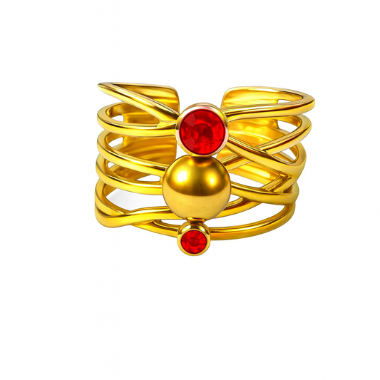 Bague Orbites rouge