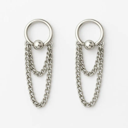 Boucles d'oreilles chaînes argentées femme acier inoxydable 316L - Chéri Chérie