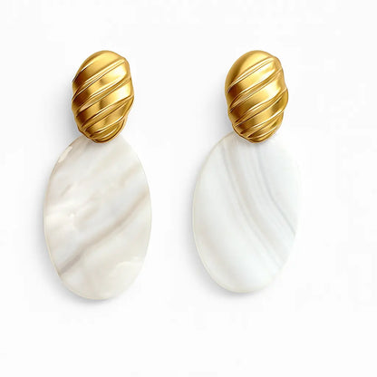 Boucles d'oreilles Anna style nacre dorées acier 316L plaqué or 18K – Chéri Chérie