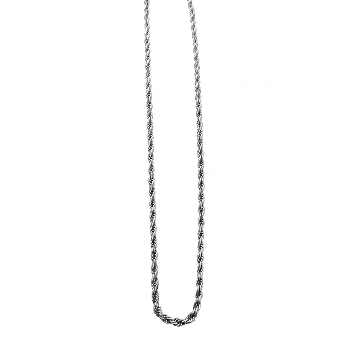 Collier homme torsadé acier inoxydable 316L argenté 66 cm - Chéri Chérie