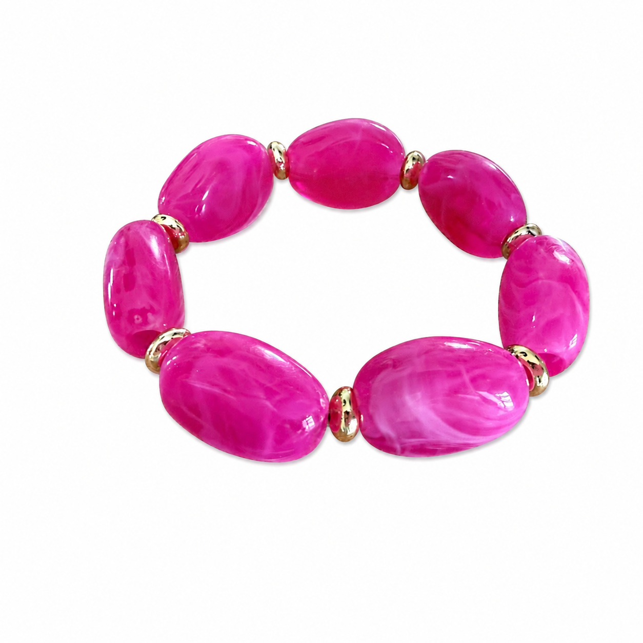 Bracelet Élastique Perles Roses & Dorées Chéri Chérie