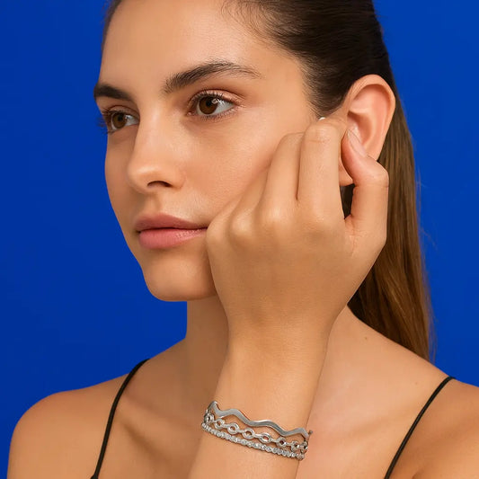 Bracelet jonc Vague Argent Chéri Chérie