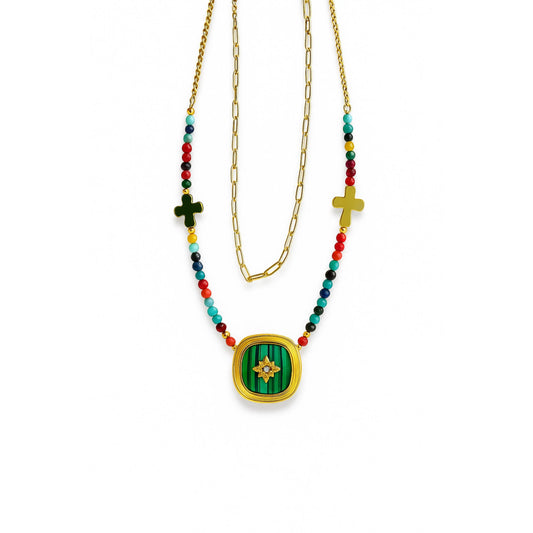 Collier double rang et pierres naturelles Chéri Chérie