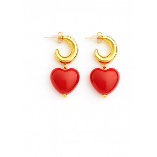 Boucles d'oreilles coeur rouge Chéri Chérie