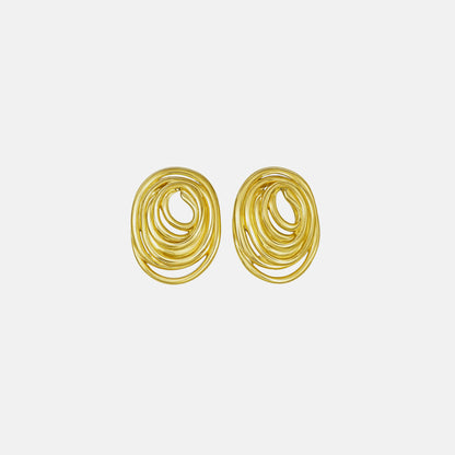Boucles d’oreilles créoles fleurs dorées avec chaînes – acier chirurgical Chéri Chérie