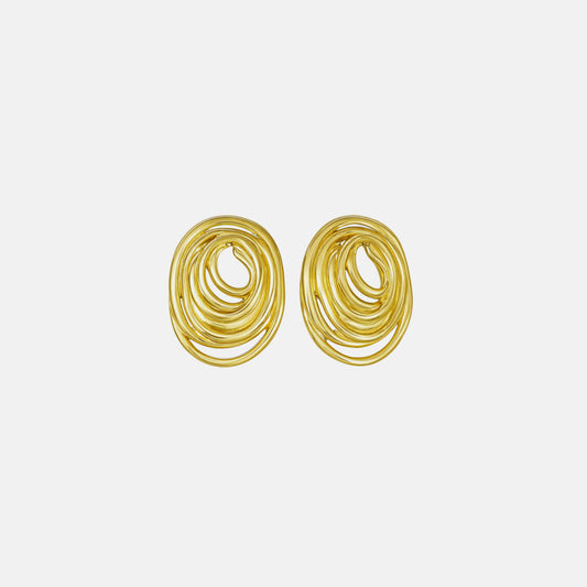 Boucles d’oreilles créoles fleurs dorées avec chaînes – acier chirurgical Chéri Chérie