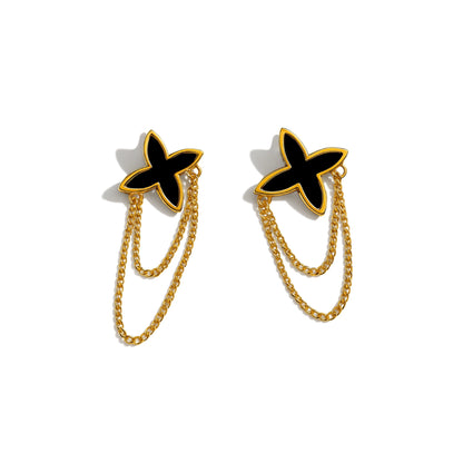 Boucles d'oreilles chaîne dorée acier chirurgical 316L plaqué or 18K – Chéri Chérie