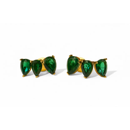 Boucles d'oreilles pierres dorées acier chirurgical 316L plaqué or 18K – Chéri Chérie