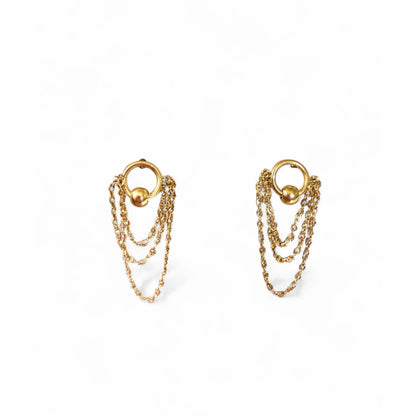 Boucles d'oreilles pendantes dorées acier chirurgical 316L plaqué or 18K – Chéri Chérie