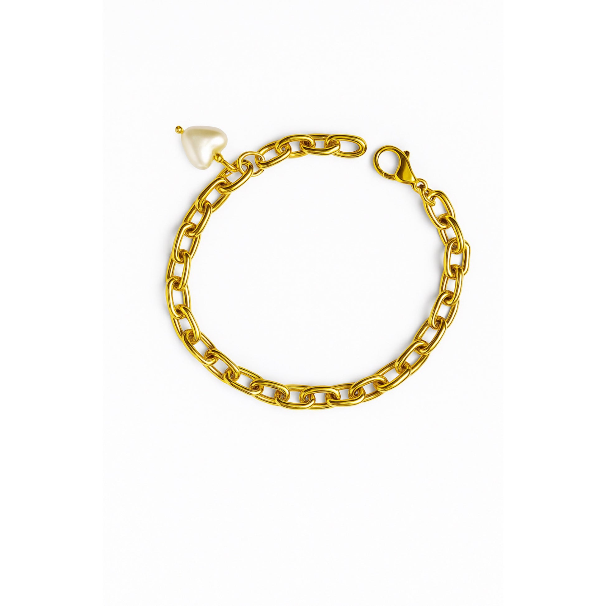 Bracelet grosse maille avec cœur breloque Chéri Chérie