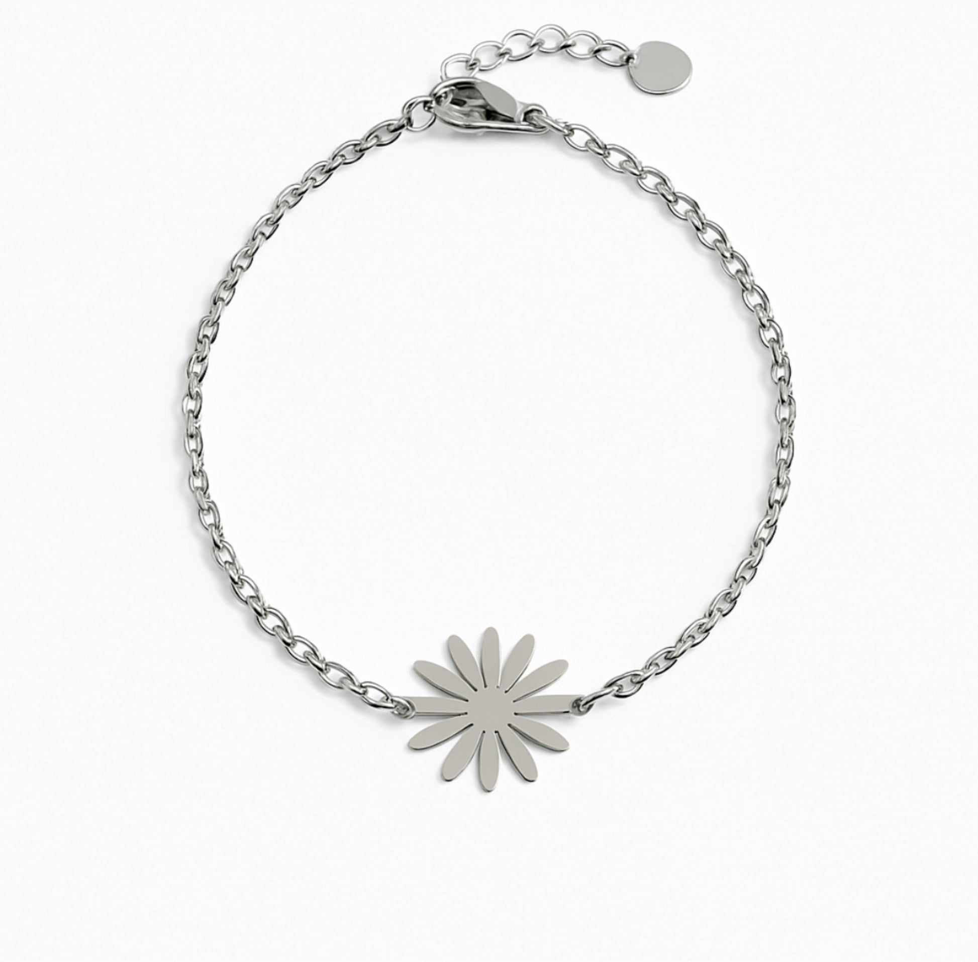 Bracelet maille fine Fleur Argent Chéri Chérie