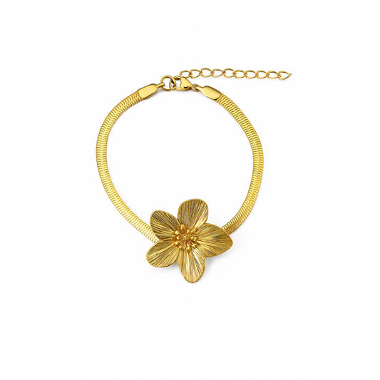 Bracelet maille serpent avec fleur Chéri Chérie