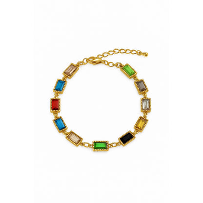 Bracelet coloré pierres de verre multicolores monture dorée acier chirurgical 316L – Chéri Chérie